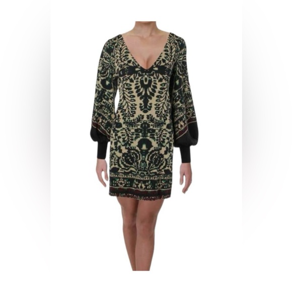Free People Long Sleeve Print Mini Dress - Picture 2 of 7